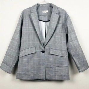 Free People Oversized Blazer Checkered Plaid